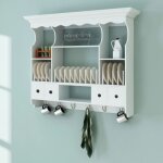 Vidaxl ? armoire murale de cuisine en bois blanc ? 4 tiroirs et 4 �tag�res ? mdf et pin ? 90, 5 x 22, ...