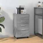 Vidaxl ? armoire � tiroirs avec roulettes ? bois d'ing�nierie sonoma gris ? 4 tiroirs ? dimensions 33x38x63 ...