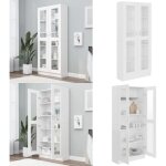 Vidaxl - armoire � vitrine blanc 82, 5x30, 5x185, 5 cm bois d'ing�nierie - biblioth�que blanche - meuble ...