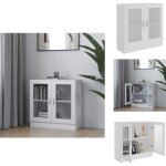 Vidaxl - armoire � vitrine blanc 82, 5x30, 5x80 cm bois d'ing�nierie - biblioth�que blanche - meuble ...