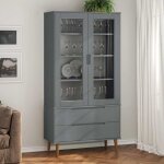 Vidaxl - armoire � vitrine molde gris 90x35x175 cm bois de pin massif