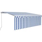 Vidaxl - auvent manuel rétractable avec store 4x3 m bleu et blanc Vidaxl - auvent manuel rétractable avec store 4x3 m bleu et blanc