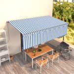 Vidaxl - auvent rtractable manuel avec store 5x3 m bleu et blanc