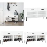 Vidaxl - banc � chaussures blanc 102x35x55 cm bois d'ing�nierie - meuble range chaussure - banc chaussure ...