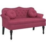 Vidaxl ? banc avec coussins bordeaux 120, 5x65x75 cm ? velours doux et confortable ? pieds en bois massif ...