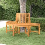 Vidaxl banc demi - circulaire tour d'arbre �160cm bois massif eucalyptus