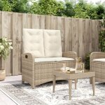 Vidaxl - banc inclinable de jardin avec coussins beige rsine tresse
