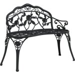 Vidaxl ? banc de jardin 100 cm en aluminium coul� noir ? r�sistant aux intemp�ries ? d�corations orn�es ...