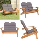 Vidaxl - banc de jardin adirondack et coussins 126 cm bois massif acacia - banc de jardin - mobilier ...