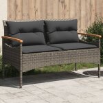 Vidaxl - banc de jardin avec coussins 116x62, 5x74 cm gris r�sine tress�e