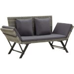 Vidaxl - banc de jardin avec coussins 176 cm gris r�sine tress�e