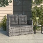 Banc de jardin avec coussins gris 105 cm r�sine tress�e vidaxl