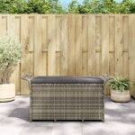 Vidaxl - banc de jardin avec coussin gris 116x46x57 cm rsine tresse