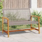 Banc de jardin gris 112 cm r�sine tress�e et bois d'acacia vidaxl