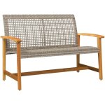 Banc de jardin gris 112 cm rsine tresse et bois d'acacia vidaxl