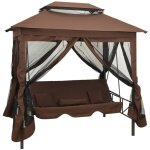 Vidaxl ? balancelle de jardin convertible 2 places ? cadre acier rev�tu ? dimensions 220x160x240 cm ? ...