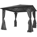 Vidaxl - belvdre avec rideau anthracite aluminium 300 x 300 cm