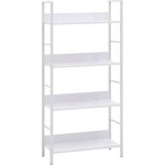 Vidaxl ? biblioth�que 4 niveaux blanche 60x27, 6x124, 5 cm ? structure acier robuste ? 4 �tag�res ? capacit� ...