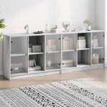 Vidaxl - biblioth�que avec portes sonoma gris 204x37x75 cm