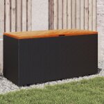 Bote de rangement de jardin noir rsine tresse bois d'acacia vidaxl