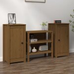 Buffets 2 pcs marron miel 40x35x80 cm bois massif de pin