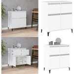 Buffet blanc 60x35x70 cm bois d'ing�nierie - buffet blanc - meuble de rangement - commode - armoire - ...