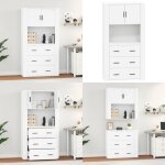 Vidaxl - buffet haut blanc bois d'ing�nierie - buffet design moderne - buffet blanc - buffet rangement ...