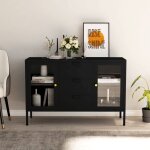 Vidaxl - buffet noir 105x35x70 cm acier et verre tremp