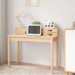 Vidaxl ? bureau droit en bois massif de pin 110x50x93 cm ? grand espace de rangement ? design rustique ...