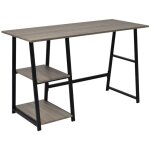 Vidaxl ? bureau droit avec 2 �tag�res en mdf et m�tal ? dimensions 120x50x73 cm ? couleur gris et ch�ne ...