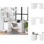 Vidaxl - bureau d'angle blanc 145x100x76 cm bois d'ing�nierie - bureau d'angle - bureau blanc - bureau ...