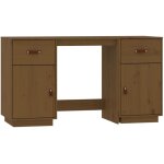 Vidaxl - bureau avec armoires marron miel 135x50x75cm bois massif de pin Vidaxl - bureau avec armoires marron miel 135x50x75cm bois massif de pin