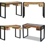 Vidaxl - bureau bois de rcupration massif - bureau vintage - bureau design - bureau industriel - bureau ...