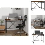 Vidaxl - bureau ch�ne fum� 100x50x75 cm bois d'ing�nierie et fer - bureau industriel - bureau ch�ne fum� ...