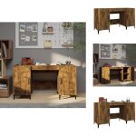 Vidaxl - bureau ch�ne fum� 140x50x75 cm bois d'ing�nierie - bureau en bois - bureau industriel - bureau ...