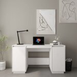 Vidaxl - bureau blanc 140x50x75 cm bois massif de pin