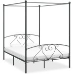 Vidaxl ? cadre de lit � baldaquin 140x200 cm ? m�tal gris robuste ? structure durable pour matelas ? ...