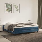 Sommier � ressorts de lit bleu fonc� 160x200 cm velours