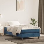 Sommier � ressorts de lit bleu fonc� 90x200 cm velours