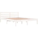 Cadre de lit bois massif de pin 140x200 cm blanc
