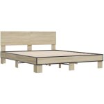 Cadre de lit ch�ne sonoma 160x200 cm bois d'ing�nierie et m�tal