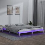 Vidaxl - cadre de lit � led blanc 120x190 cm petit double bois massif