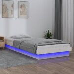 Cadre de lit � led blanc 90x190 cm simple bois massif
