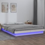 Vidaxl - cadre de lit � led sans matelas blanc 140x190 cm bois massif