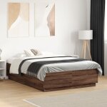 Vidaxl - cadre de lit avec led sans matelas ch�ne marron 140x190 cm