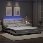 Cadre de lit avec lumires led blanc noir 180x200 cm similicuir
