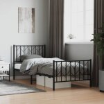 Vidaxl ? cadre de lit m�tal noir 90x190 cm ? acier enduit de poudre ? lattes en m�tal pour soutien optimal ...