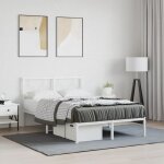 Cadre de lit m�tal sans matelas et t�te de lit blanc 120x190 cm vidaxl