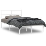 Cadre de lit m�tal avec t�te de lit blanc 120x190 cm