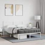 Cadre de lit mtal avec tte de lit blanc 140x190 cm